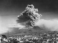 Mount Vesuvius Erupting Poster Print showcasing the dramatic volcanic eruption.