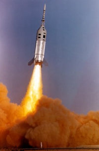 Little Joe II Rocket Launch Poster Print from a low angle view