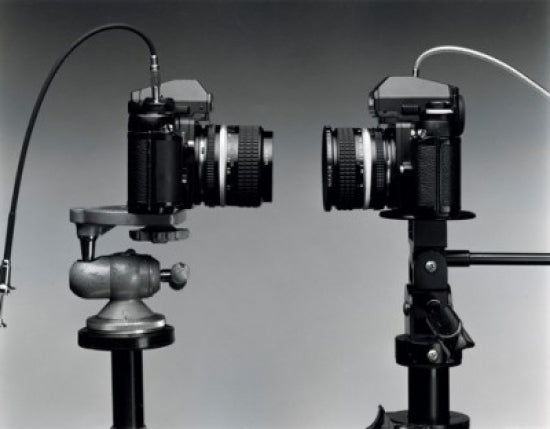 Close-Up of Two Cameras Poster Print showcasing intricate details.