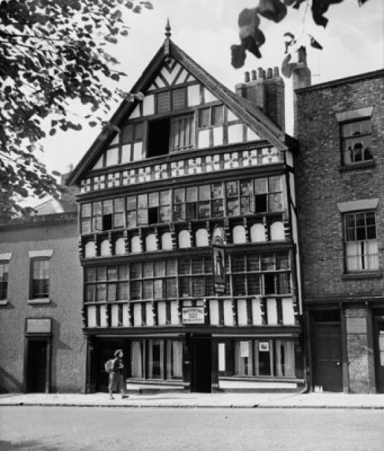 Bear & Billet Tavern facade poster print showcasing Chester England architecture.