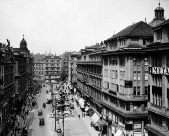 High angle view of a city street in Germany poster print.