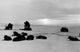 Arctic scene poster print with people and dogs resting near a sledge.