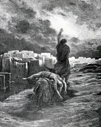 Ephraim Carries His Wife Away engraving poster print by Gustave Dore