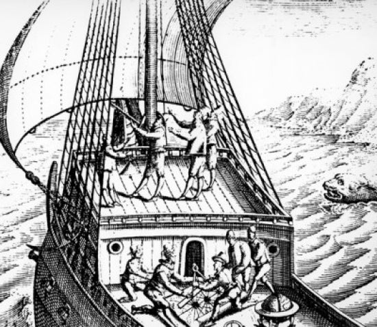 Using Cross Staff to Navigate Seas Poster Print showcasing maritime navigation art.