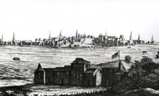 View of Boston in the Early 1800s Poster Print, showcasing historic architecture and landscape.