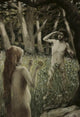 Adam Tempted by Eve Poster Print by James Tissot showcasing biblical themes.