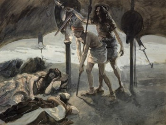 David Takes Saul's Spear and Water Bottle Art Print by James Tissot