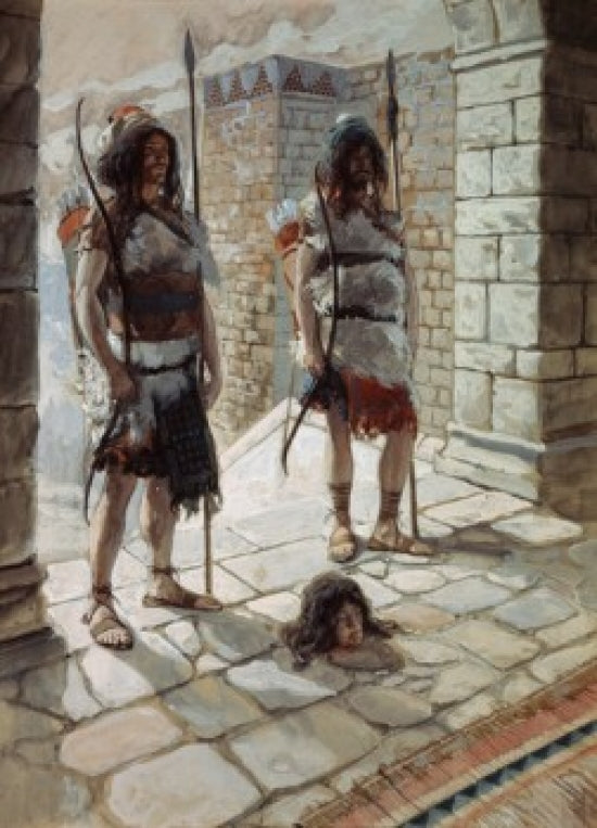 Reehab and Baanah Bring the Head of Ish-Bosheth Art Print by James Tissot