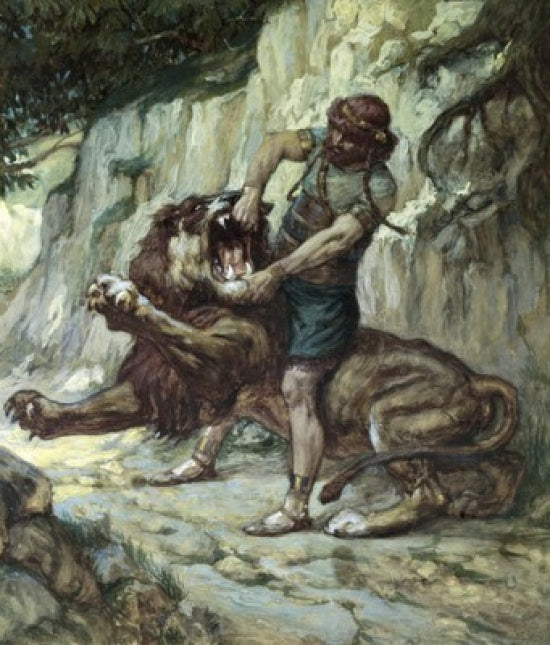 Samson Kills a Young Lion Fine Art Print by James Tissot