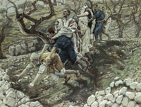 Blind Leading the Blind Poster Print by James Tissot, featuring a poignant scene of vulnerability.