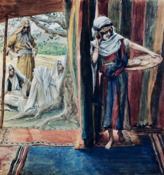 Sarah Hears and Laughs Poster Print by James J. Tissot, vibrant artwork