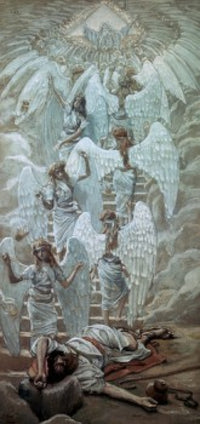 Jacob's Dream Poster Print by James Tissot, vibrant art for home decor.