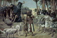 Moses Defends Jethro's Daughters Art Print by James Tissot
