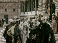 The Tribute Money Poster Print by James Tissot, a stunning biblical artwork.