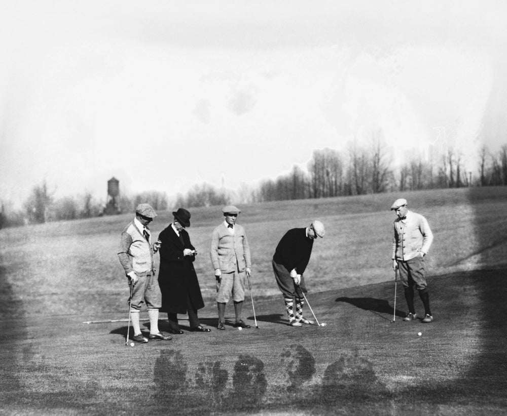 Major League Ballplayers Golfing, 1924 Poster Print showcasing historic baseball players.