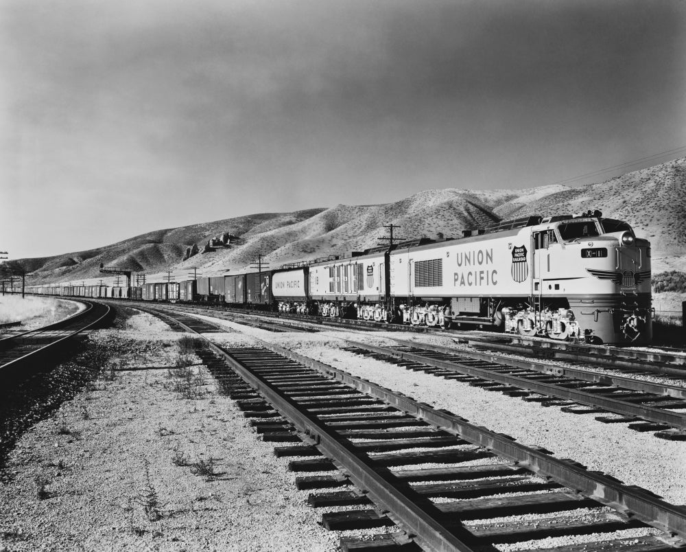 Historic Freight Train Poster Print showcasing a vintage freight train.