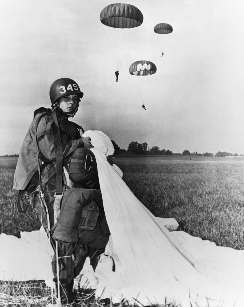 Paratrooper Training Poster Print showcasing military airborne training.