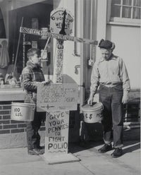 Vintage 1950s 'Give Your Pennies to Fight Polio' poster print