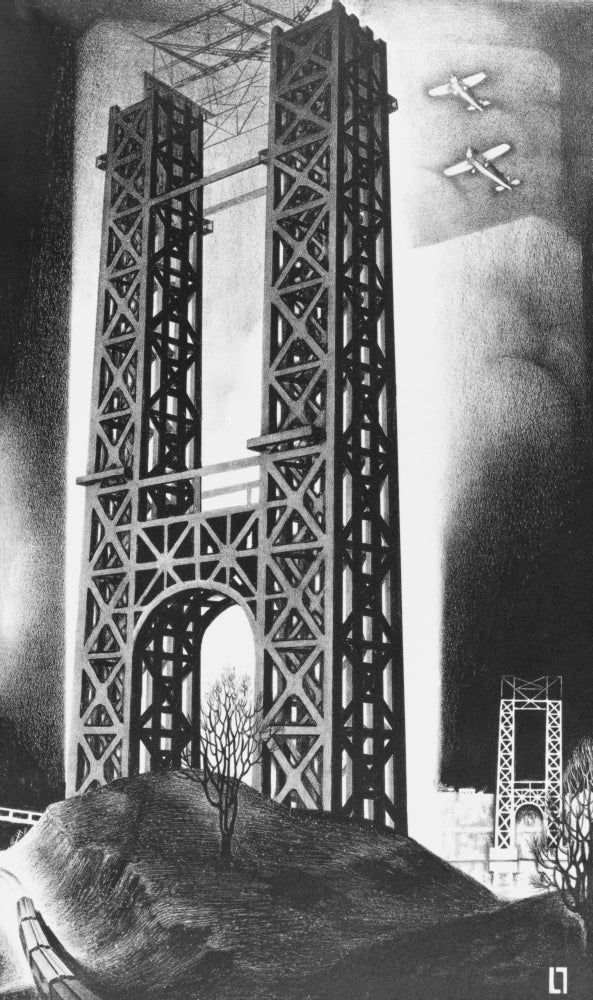 Hudson Bridge Lithograph 1928 Poster Print by Science Source