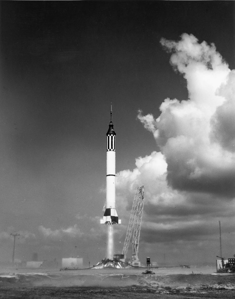 Mercury Flight Poster Print by Science Source, showcasing space exploration theme.