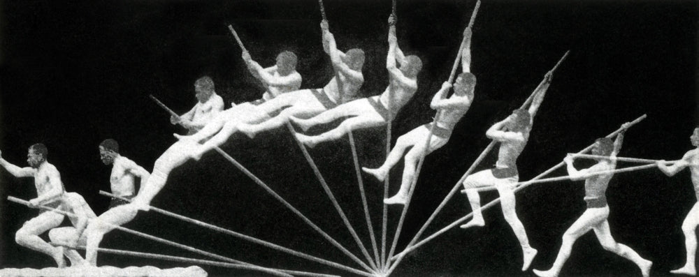 Man Pole Vaulting Poster Print - Vintage Sports Art
