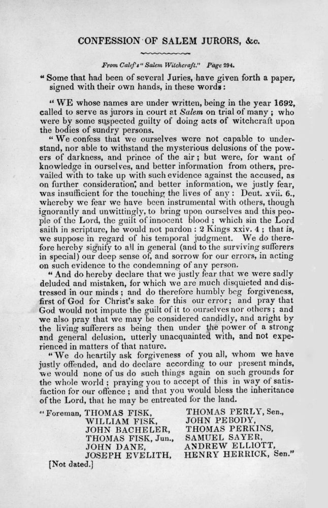 Confession of Salem Jurors poster print showcasing historical artwork.