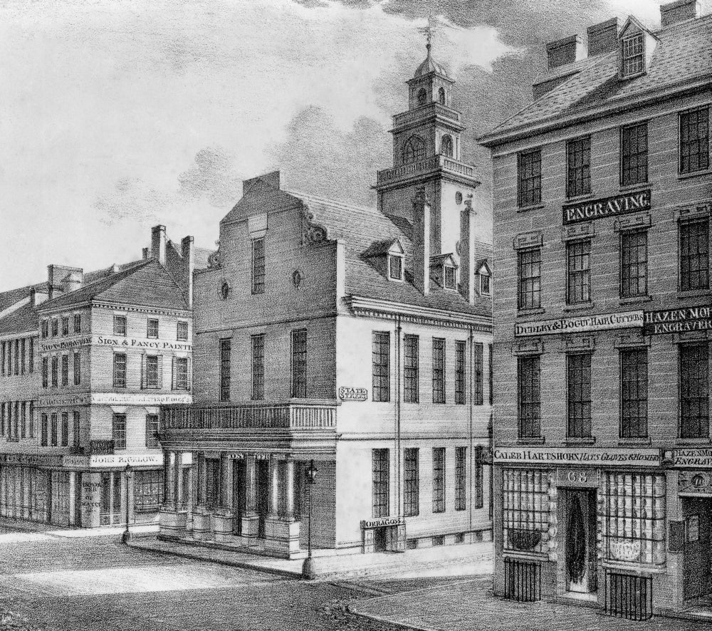 Mid-19th Century Boston Poster Print showcasing historical architecture.