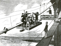 Brooklyn Bridge Construction 1876 Poster Print showcasing historical architecture.