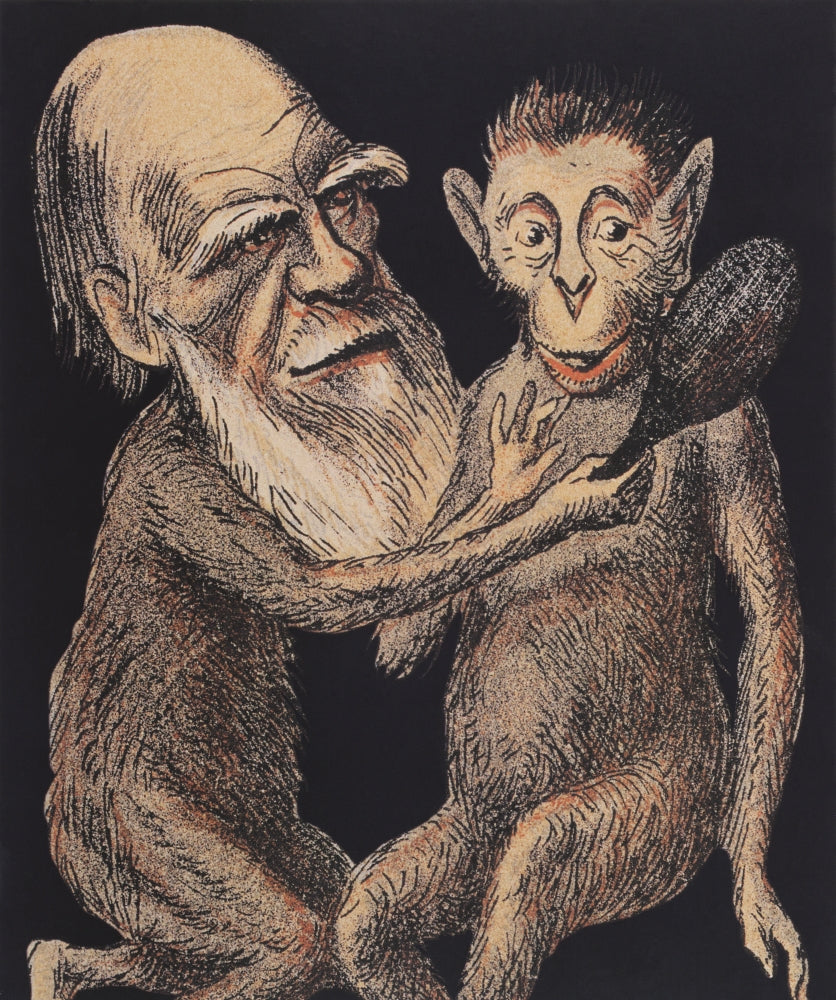Charles Darwin Caricature Poster Print showcasing Darwin's legacy in science.