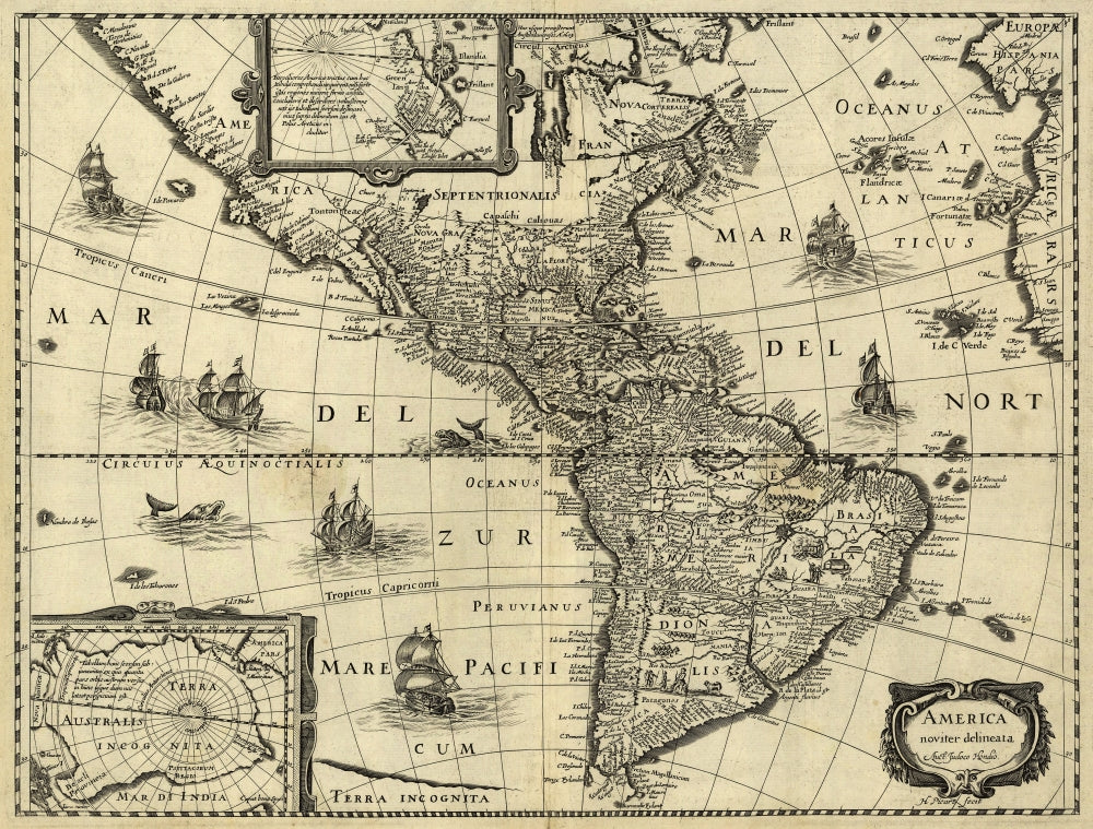 1640 Map of the Americas Poster Print by Science Source