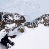 Global Warming Petermann Glacier MODIS Image Poster Print showcasing satellite imagery.