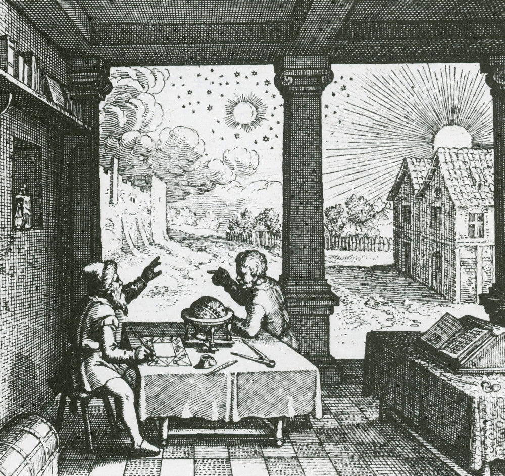 Celestial Sphere and Astrologer Poster Print illustrating astrology and celestial bodies.