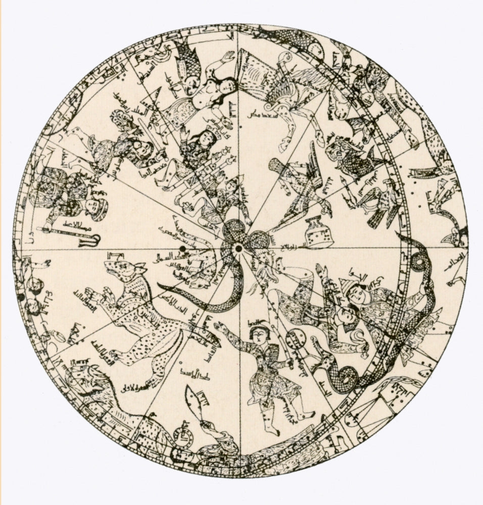 Northern Hemisphere Celestial Globe Poster Print illustrating the night sky and constellations.