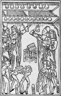 Medieval Italian Pharmacy Poster Print showcasing historical medicine art.
