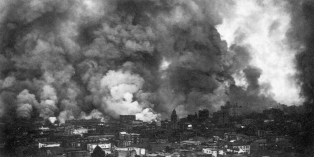 1906 San Francisco Earthquake Fire Poster Print showcasing historical event