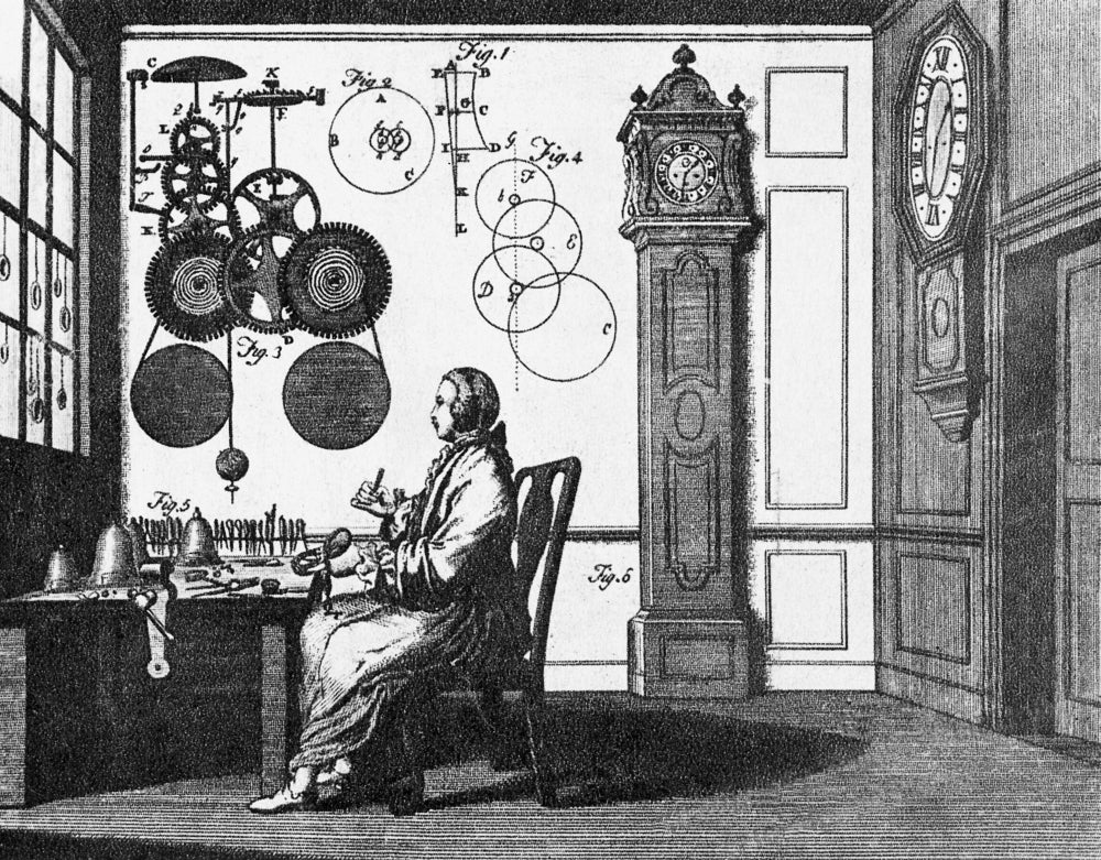 Clockmaker Poster Print showcasing intricate clockmaking artistry.