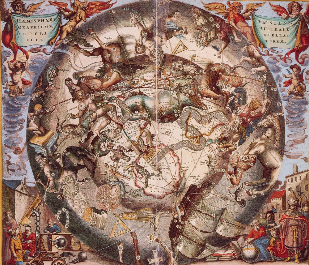 Cellarius' Constellations 1660 Poster Print showcasing detailed celestial illustrations.