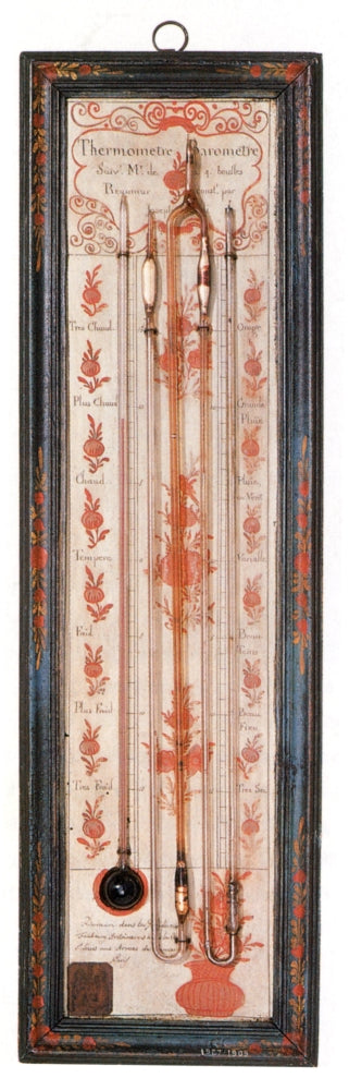 18th Century Thermometer-Barometer Poster Print showing intricate vintage design.