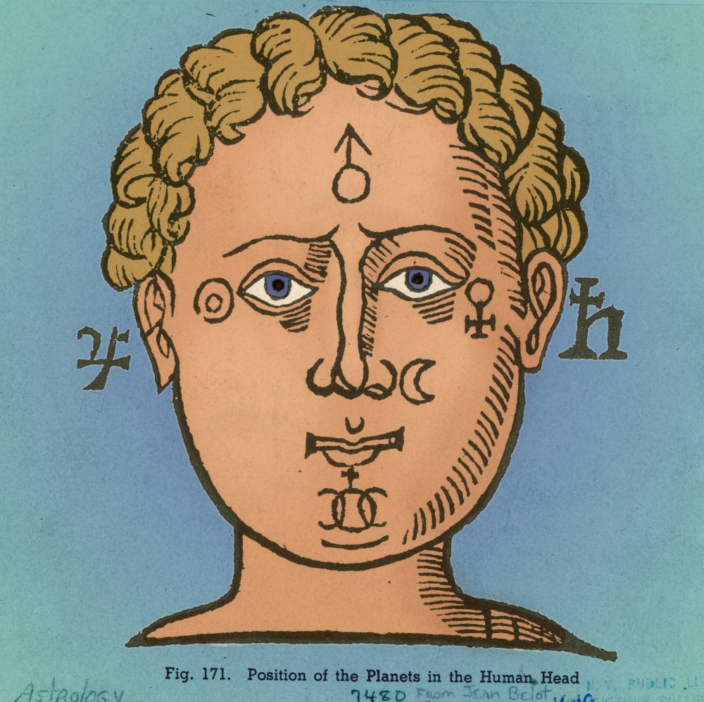 Position of the Planets in the Human Head Poster Print