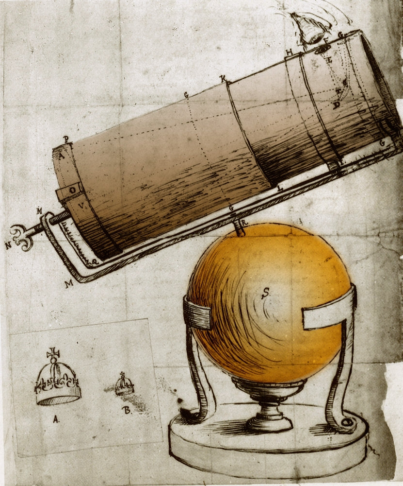 Reflecting Telescope Poster Print showcasing a classic telescope design.