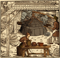 16th Century Silver Mining Poster Print showcasing mining activities.