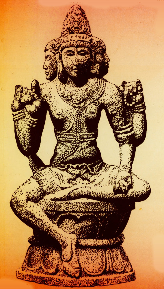 Brahma Hindu God Poster Print showcasing vibrant colors and intricate details.