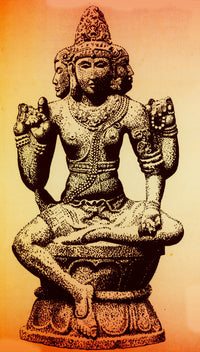 Brahma Hindu God Poster Print showcasing vibrant colors and intricate details.
