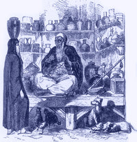 Cairo street trader poster print displaying a variety of wares.