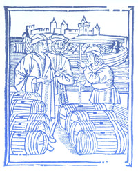 Wine Merchant Medieval Tradesmen Poster Print showcasing vibrant colors and intricate details.