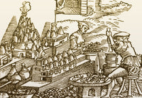 Herbalist Workshop 16th Century Poster Print featuring intricate botanical illustrations.