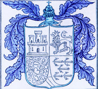 Christopher Columbus Coat of Arms Poster Print displayed on a wall.