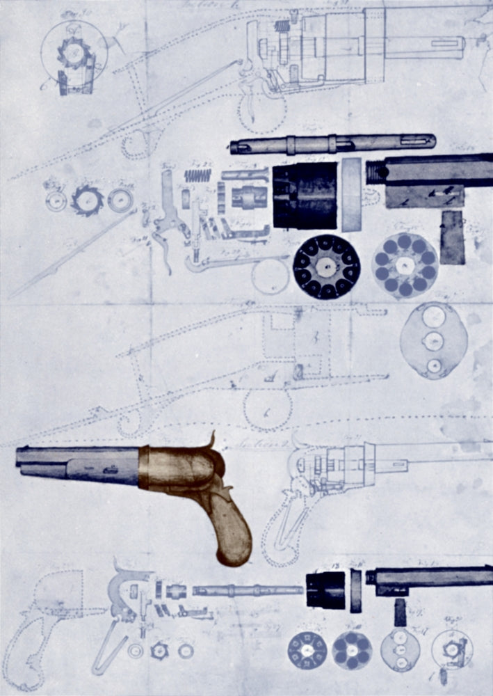 Colt Pistol US Patent Diagram Poster Print - Detailed illustration for firearm enthusiasts.