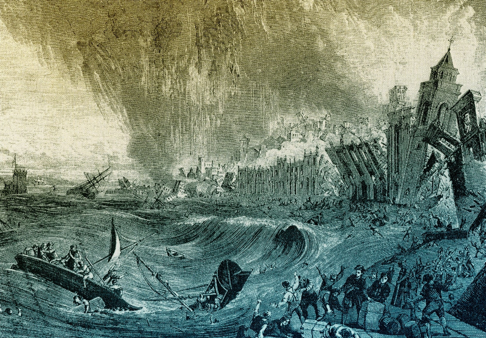Lisbon Tsunami 1755 Poster Print depicting historical event