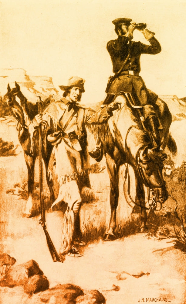 J.C. Fremont and Kit Carson Poster Print, historical artwork, premium quality.
